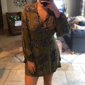 Green and envy floral dress